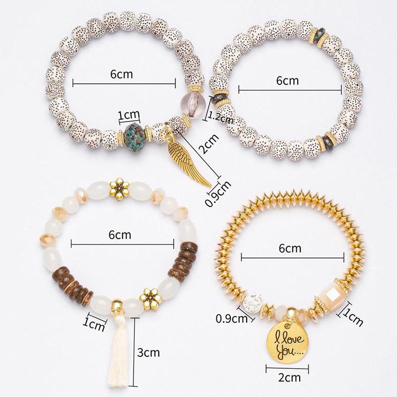 4 шт./компл. эластичные браслеты с кисточками в стиле бохо, эффектные браслеты из смолы с кристаллами и камнями ручной работы, браслеты с бусинами, модные вечерние ювелирные изделия