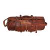 Old Men's Distressed Leather Retro Vintage Large Round Duffel Travel Gym Bag