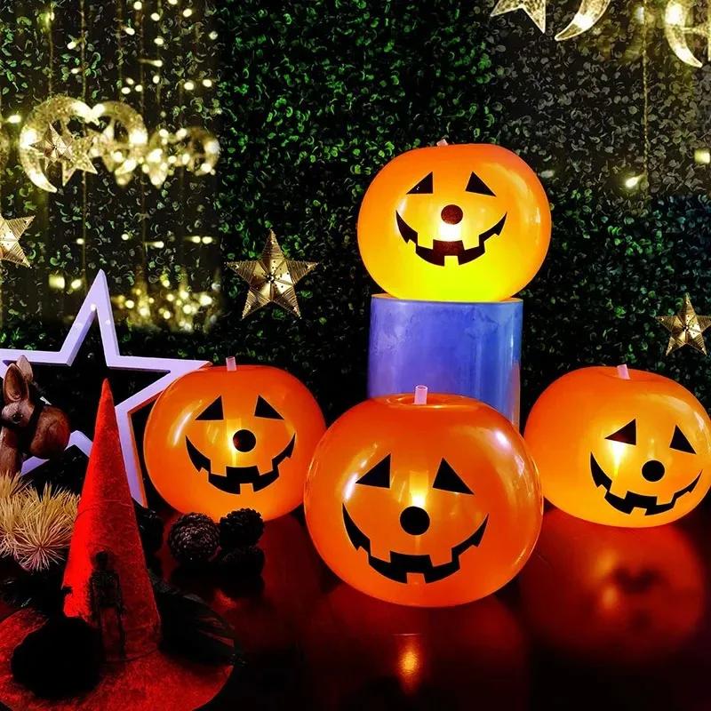 1/20PCS Halloween Pumpkin Lantern Balloons LED Luminous Floor Stand Toys Festive Party Atmosphere Pumpkin Decoration Balloon