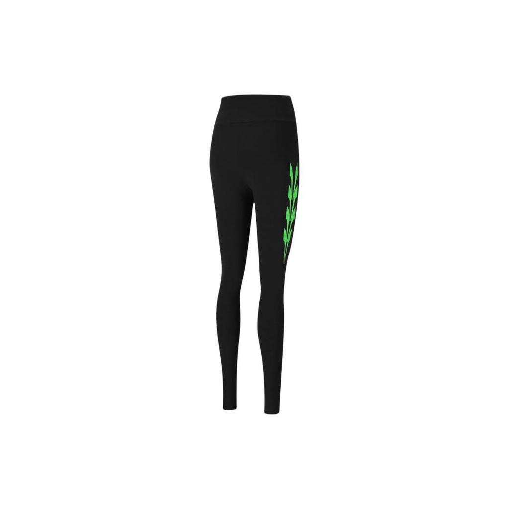 Puma Solid Color Logo Patch Fitted Workout Pants Women Bottoms Black 599171-01