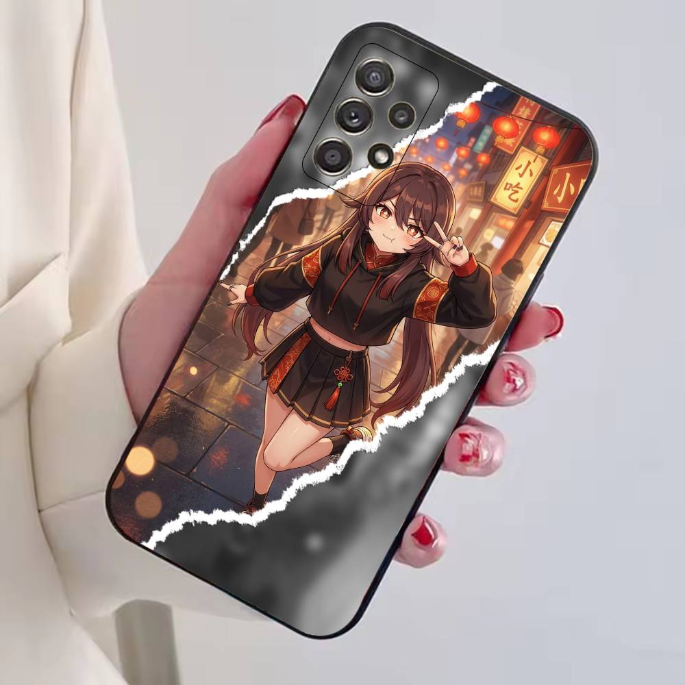 Чехол для телефона Genshin Impact H-Hu Tao для Samsung S25, S24, S21, S22, S23, S30, Ultra, S20, Plus, Fe, Мягкий силиконовый черный чехол