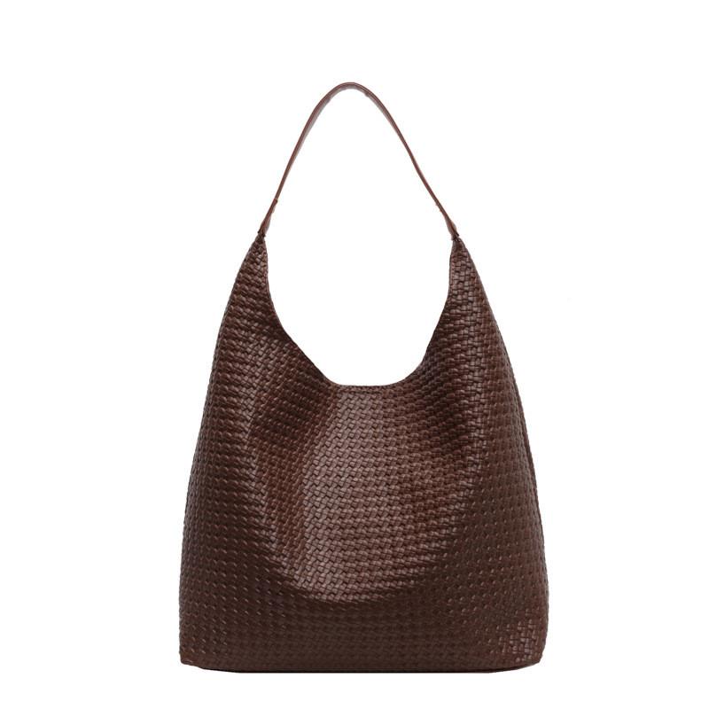 Simple Color Solid Large Capacity Women Casual Woven Tote Bag For Commuting