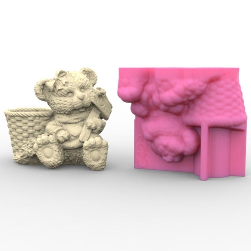 Любовь маленький медвежонок гипсовый цветок силиконовая форма эпоксидная смола литейная форма сочная ваза цементная форма держатель для ручек