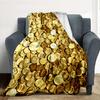 Golden Coins Flannel Blanket Throw Blanket Soft Warm Sofa Bed Camping Home Decor Unique Christmas Gift C926135