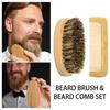 New Boar Bristle Beard Brush & Wood Comb Bamboo Wood Comb Set For Men Grooming Travel Bag Valentines Day