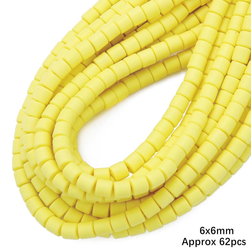 60pcs/Bag 6x6mm Flat Round Cylinder Polymer Resin Clay Beads Loose Spacer Handmade Beads For DIY Jewelry Making Bracelets Necklaces Crafts 38cm/15