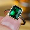 Elegant Square Green Color Crystal Rings for Women Gold Color Engagement Ring Party Jewelry Gifts