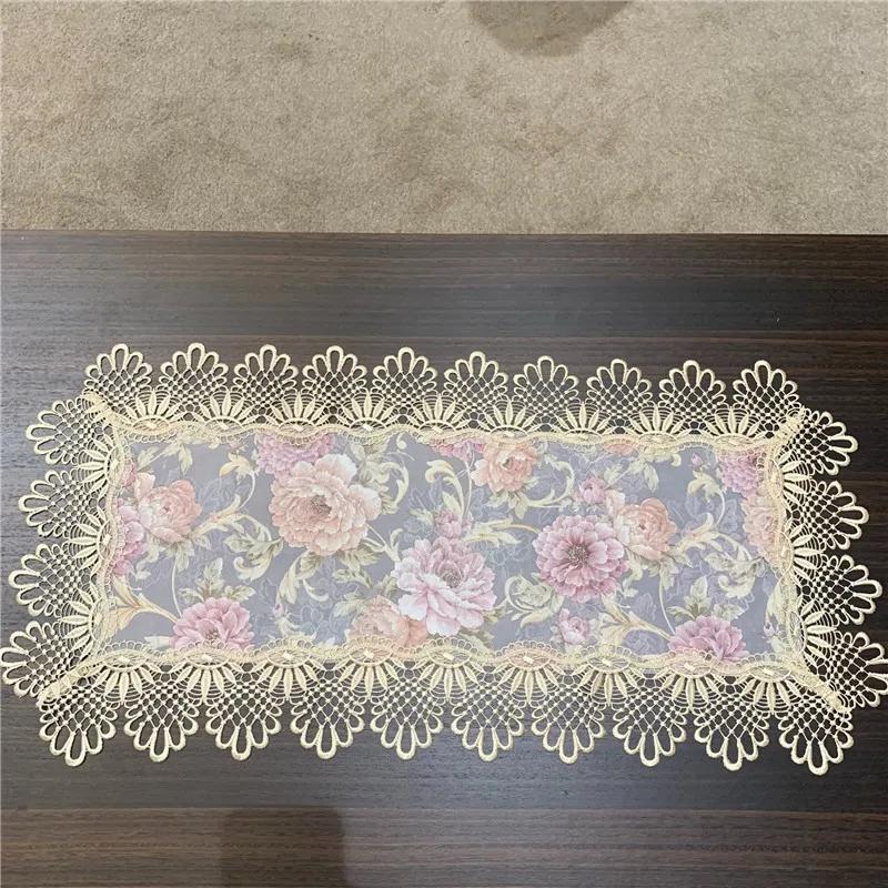 Lace Tablecloths Floral Household Bedside Table Covers Festive Dining Table Mats Rectangle Tea Table Cover Home Decoration