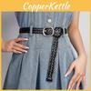 Black Womens Pu Woven Belt With Alloy Closure Design For Trendy Outfits Casual