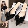 Sexy Half-slippers for Women In Summer New Korean Style Fashionable Thin Heel Pointed Bow High Heel Sandals for Women