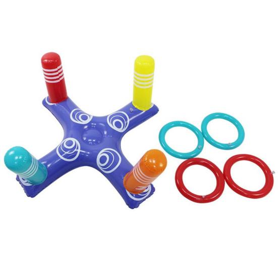 Practical Foldable Good Sealing PVC Multiplayer Throwing Ring Play Toy with 8 Rings Daily Use Toss Game