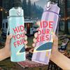 1PC Hide Your Fries Goose Letter 750ml Color Plastic Sports Water Bottle Leakproof Flip Straw Lid Suitable for Sports Office Home Use