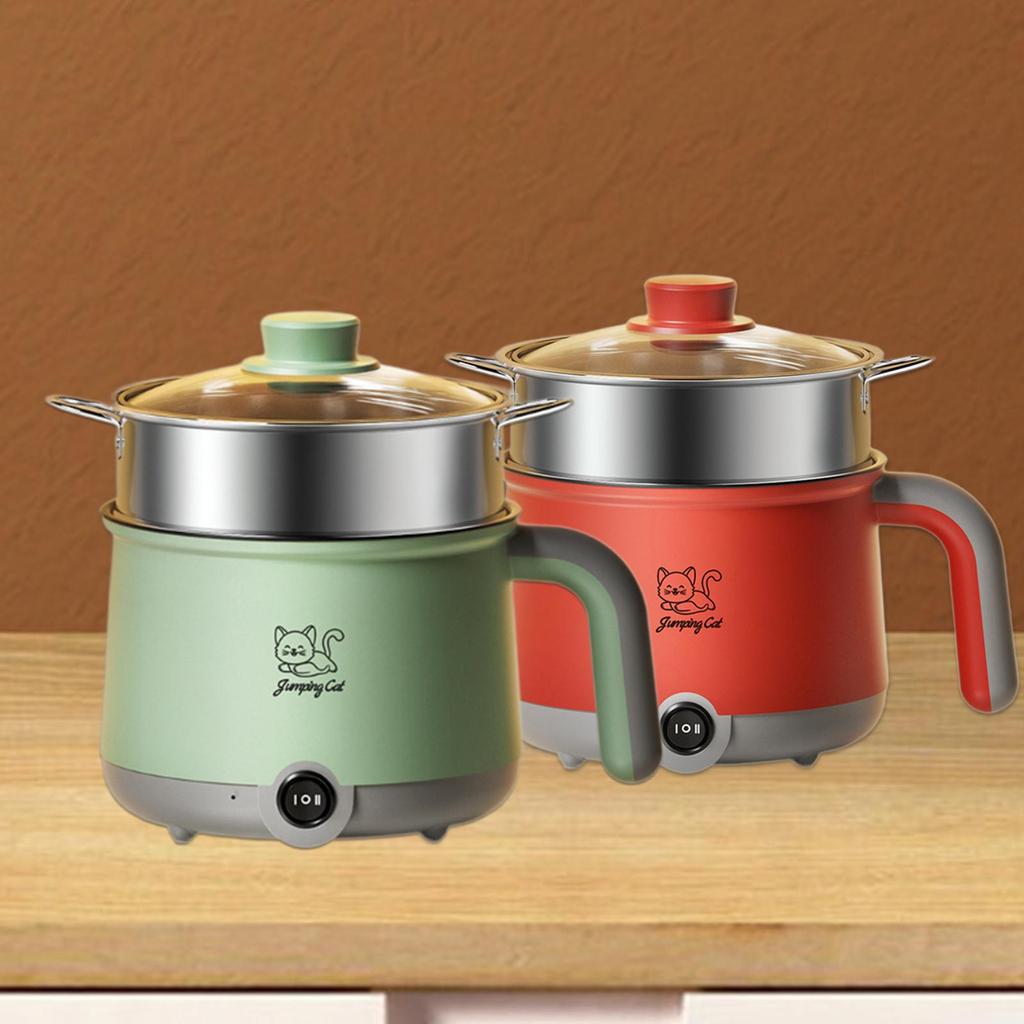 Электрический хот-пот с пароваркой, антипригарная сковорода, кухонная утварь, 1,8 л, мини-хот-пот для пасты, стейка, яичной лапши, супа