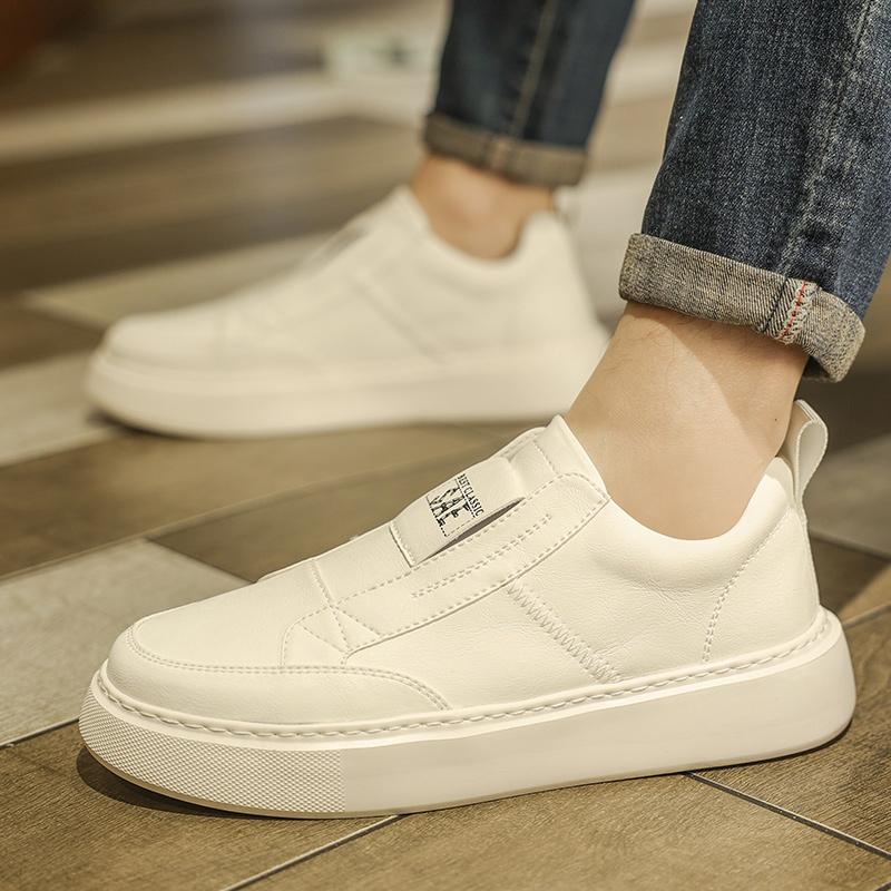 Fashion High Quality Men Thick Bottom Designer Vulcanized Shoes Fashion Antiskid Outdoor Loafers Flat Casual Leather Tennis Shoe 2024New