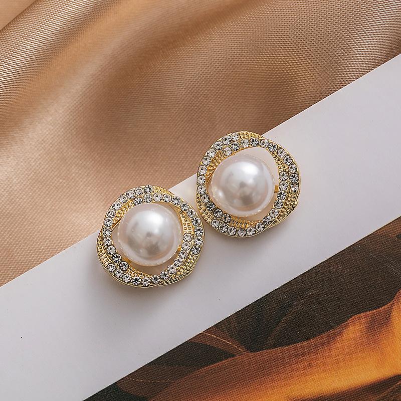 Spiral Pearl Temperament High Sense Atmosphere Stud Earrings Women