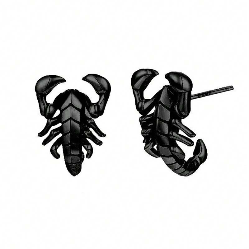Vintage Silver Color Scorpion Stud Earrings For Women Men Punk Hip Hop Metal Animal Piercing Earrings Jewelry Accessories