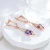 Гладкие золотые серьги-подвески с фиолетовым цирконом для женщин, сверкающие ювелирные изделия, соответствующие аксессуары