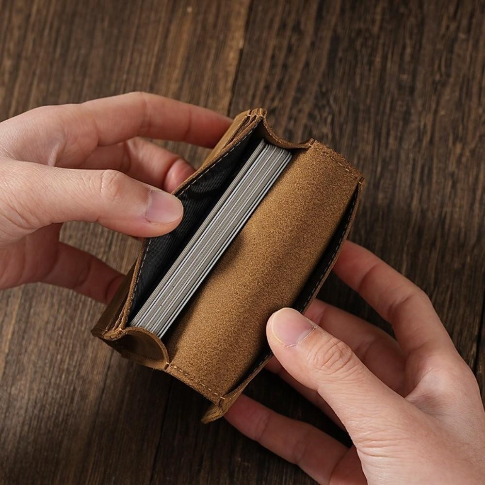 Durable Genuine Leather Card Holder Thin Portable Business Card Case Multi Card Slot Card Wallet Women