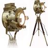 Antique Theater Marine Searchlight Nautical Wooden Tripod Retro Spotlight Studio Focus LED