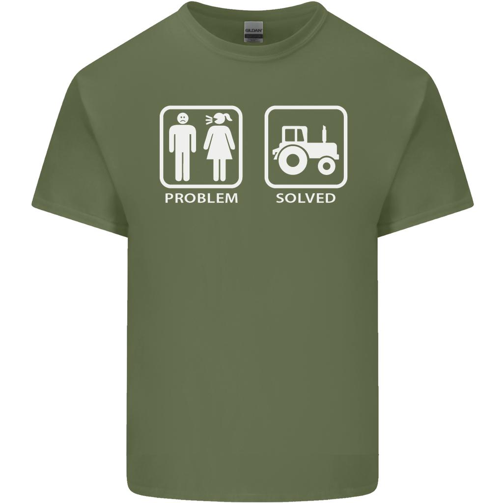 Tractor Problem Solved Driver Farmer Funny Unisexs Light Cotton TShirt