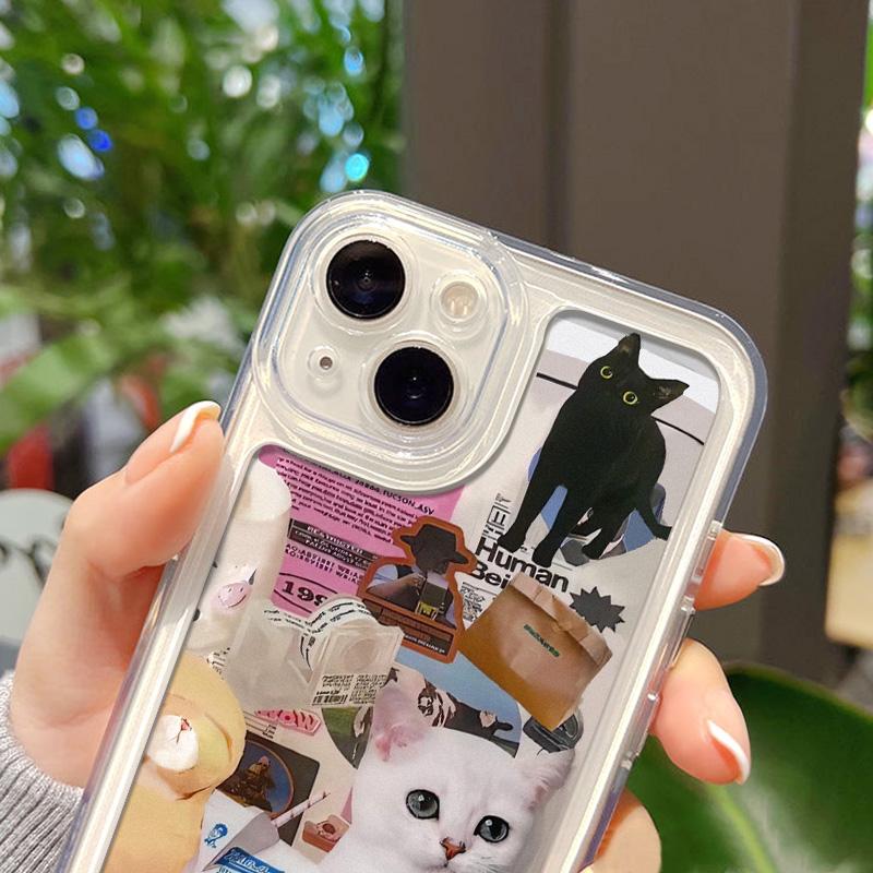 Милые Кошки Собаки Прозрачный Чехол Для Телефона Для iPhone 16 Чехол iPhone 16 Pro Max 11 12 13 16Plus 15 Pro X XR XS Max Ударопрочный Чехол