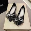 Fashion Ladies' Versatile Temperament Pointed Bow Flat Shoes Spring Summer New Fashionable Elegant Comfortable Dress Flat Shoes