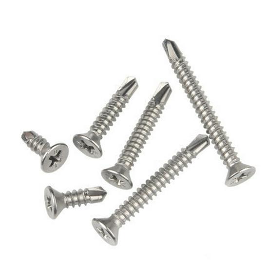 Саморезы/Сверловинты из нержавеющей стали 410 с крестообразным шлицем (Phillips) и плоской головкой M4.2-M4.8