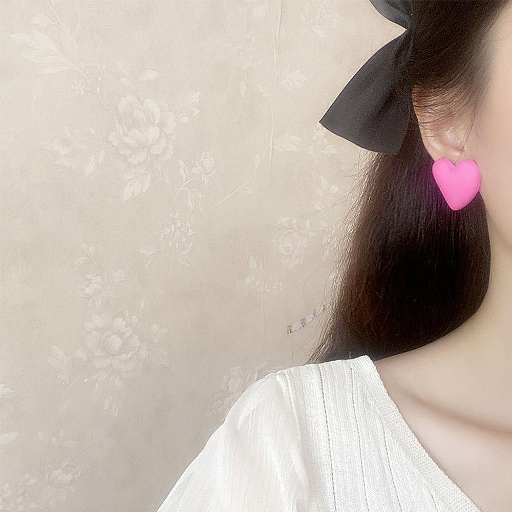 Акриловый Простой Дизайн Геометрический Конфетный Цвет Любовь Висячие Серьги Сердце Серьги-Пуссеты Ювелирные Изделия Серьги