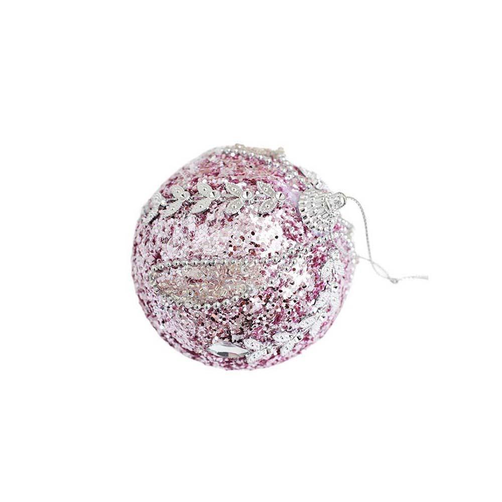 Sequined Pink Christmas Balls 8cm Xmas Tree Pendant Christmas Tree Hanging Ornament  Living Room