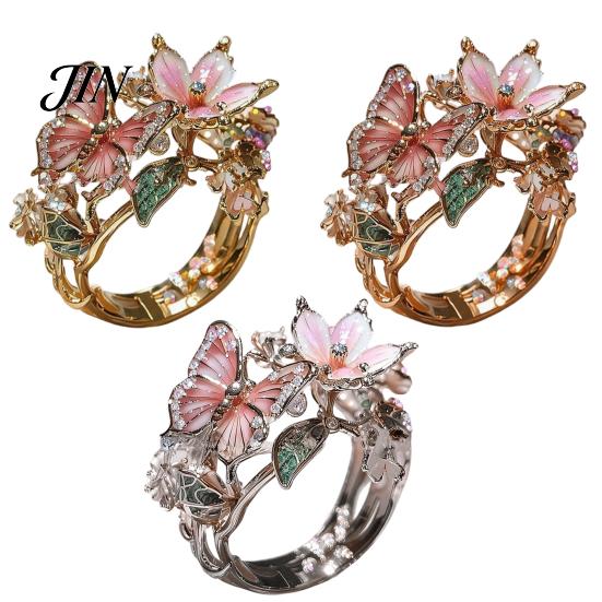 Lightweight Adjustable Ring Alloy Finger Ring, Butterfly Flower Shape Opening Open Design Band for Daily Wear Date Party Romantic Jewelry