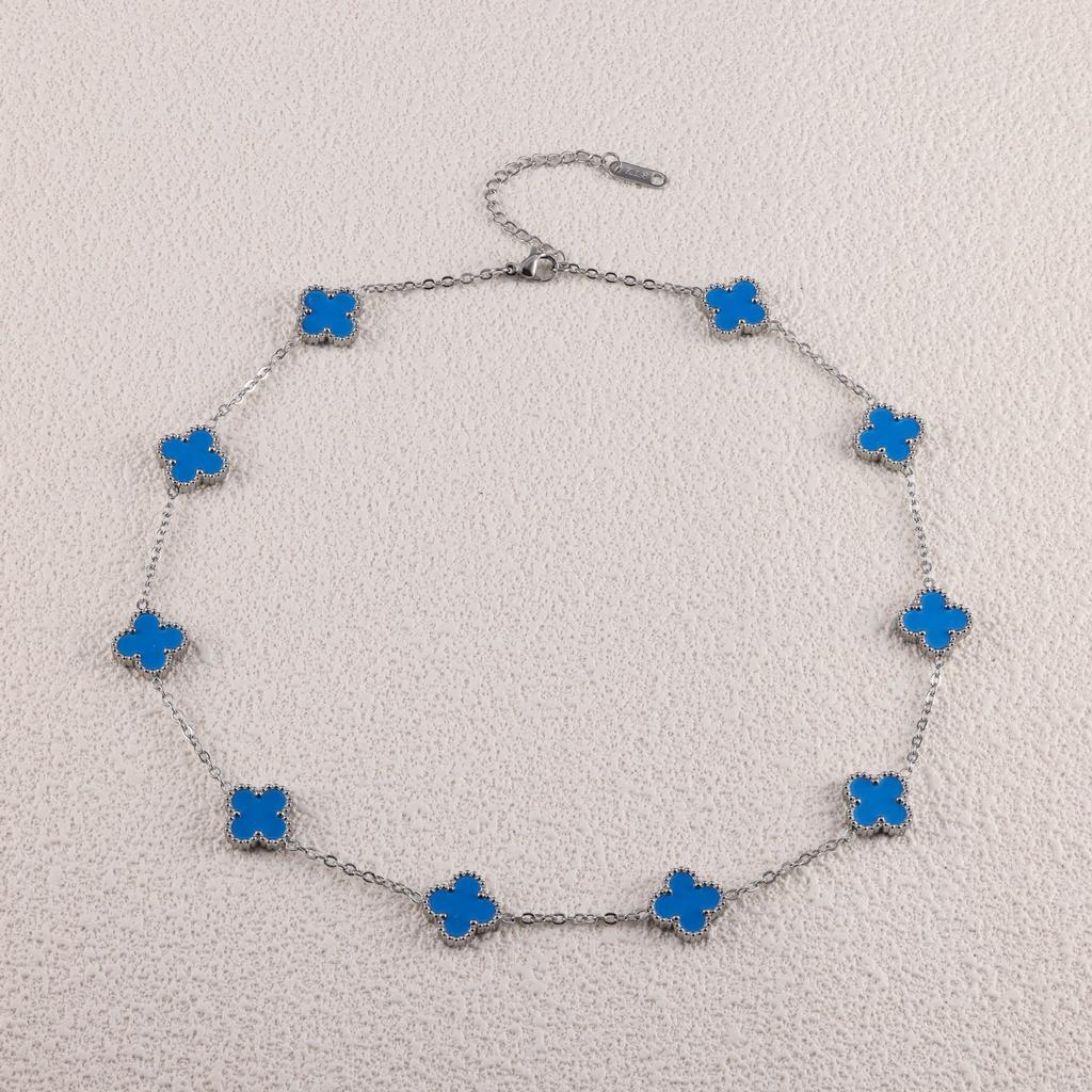 13 мм стальное ожерелье с клевером Ten Flower, цепочка на ключицу, модные и сохраняющие цвет украшения