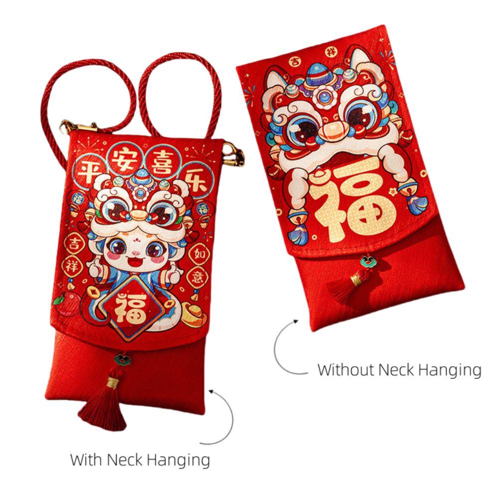 Китайский Новый год 2025 Красный конверт Праздник Весны Счастливые красные конверты Тканевый красный конверт Новый год