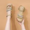 New Women's Sandals One-word Buckle Summer Sweet Fashion Thick-soled Non-slip and Thin Versatile Open-toed Shoes