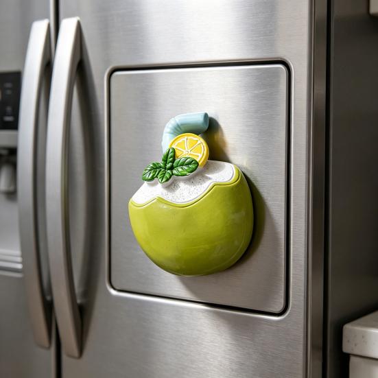 3D Coconut Drink Fridge Magnet Summer Beach Resin Coconut Juice Magnetic Refrigerator Accessories Home Office Kitchen Decoration
