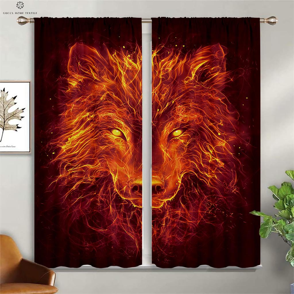 Плотные шторы с принтом животных и волков, теплоизоляция, спальня, гостиная, кухонные декоративные шторы, украшение дома
