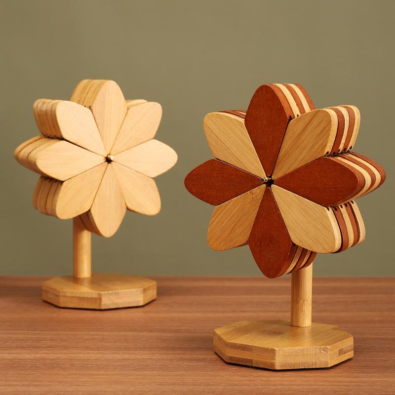 Как дерево ветряная мельница теплоизоляционный коврик Nanzhu твердая древесина оптовая продажа подставка для столовых приборов противоожоговый коврик украшение для обеденного стола