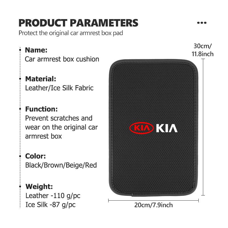 GNQE7 Car Armrest Box Pad Leather/Ice silk Cushion Protector Elbow Support Accessories For KIA Sportage Rio Ceed Niro Soul Stonic