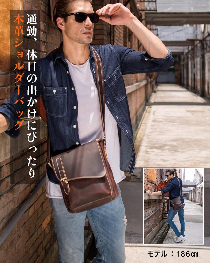 Сумка-мессенджер из натуральной кожи через плечо Commuting to Growing Leather Wine Red [Masa Kawa], мужская кожаная, сумка, сумка, школьная, дорожная, сумка,