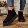 Solid Color Thick Sole,fleece,casual Comfortable Snow Boots