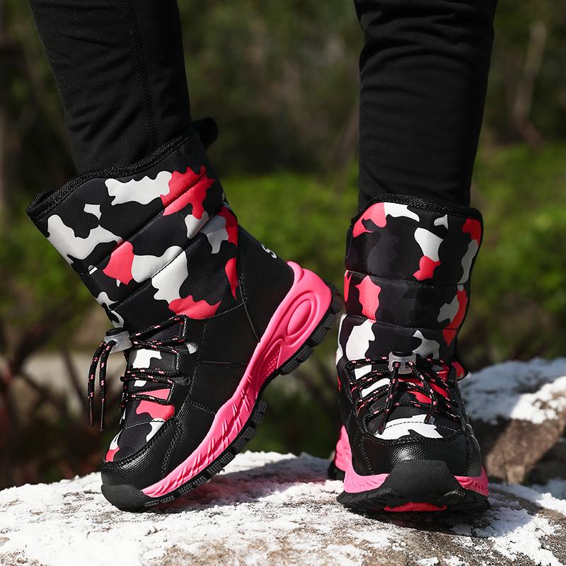 Winter Children's Velcro and Fleece Warm High Top Cotton Shoes Snow Boots Boys' and Girls' Short Boots High Boots