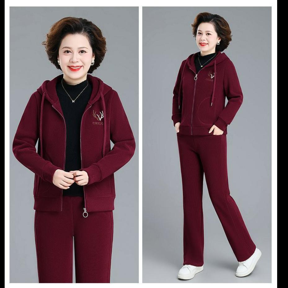 Плюшевая Толстая Куртка Повседневный Западный Стиль Женский Свитер Спортивный Костюм Осень и Зима Костюм-Двойка