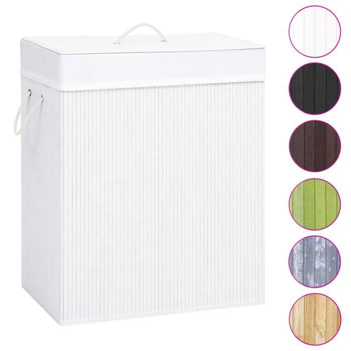 VidaXL Laundry Basket with 2 Sections White Bamboo 100 L 320744