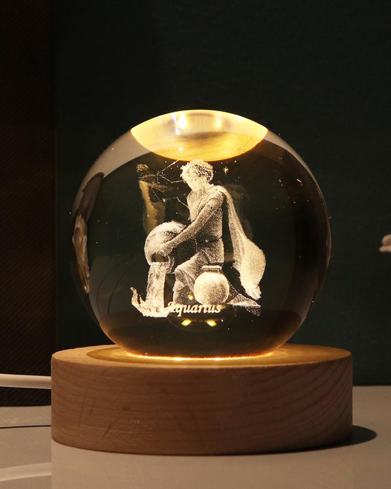 12 созвездий, маленькие ночные светильники, светящийся хрустальный шар, настольные декоративные светильники, украшения, маленькие ночные светильники на день Святого Валентина