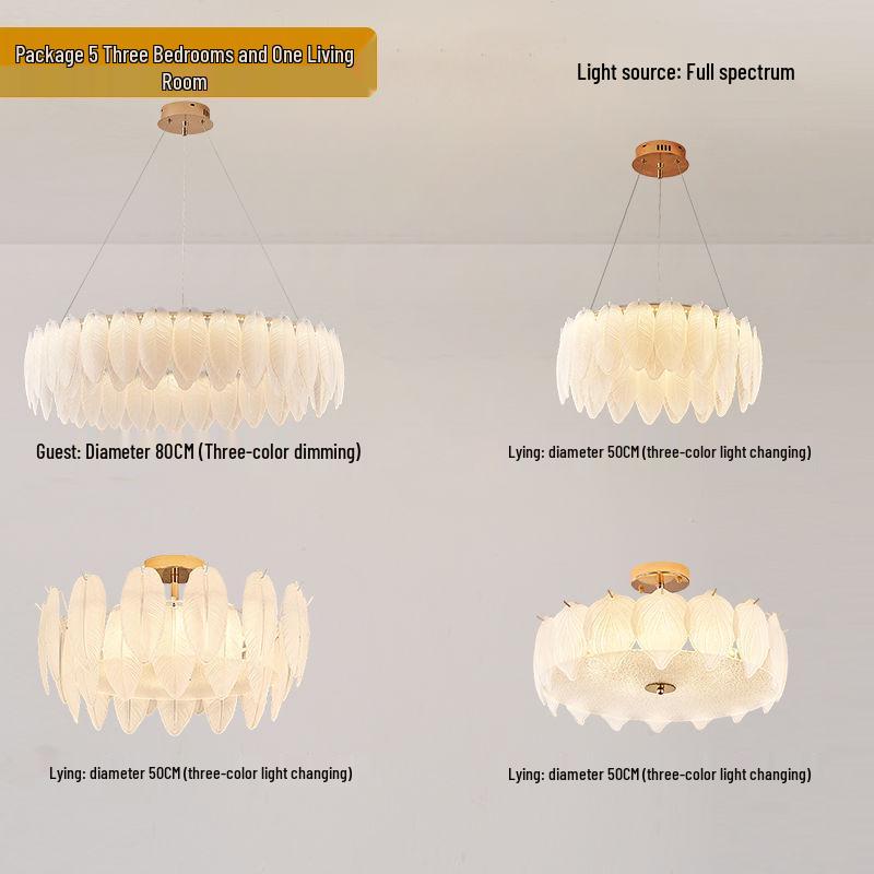 Modern French Cream Feather Pearl Chandelier - Stylish Post-Modern Living Room and Bedroom Lighting