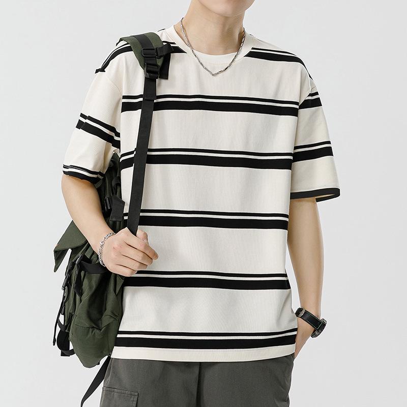 Мужская повседневная футболка с коротким рукавом в морскую полоску Kunhai Pengyun