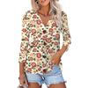 Women's Fashion Casual Print Button-down Shirt 3/4 Long Sleeve Tops