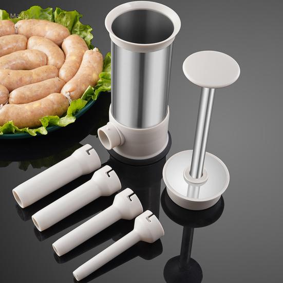 1 комплект колбасной насадки из нержавеющей стали с 4 насадками, эффективное оборудование для начинки колбас для домашней кухни