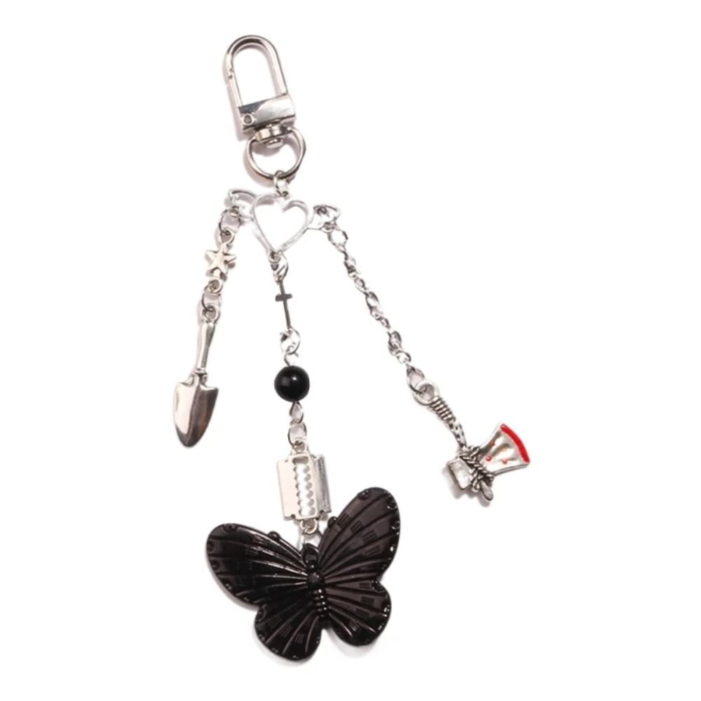 Black Butterfly Y2K Phone Strap Gothic Style Mobile Keychain Lanyard  Women Girls