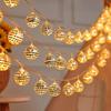 LED Disco Ball String Light Christmas Tree Decorations Battery Operated Mirror LED Ball Lights Party Favors for Wedding Holiday Decor
