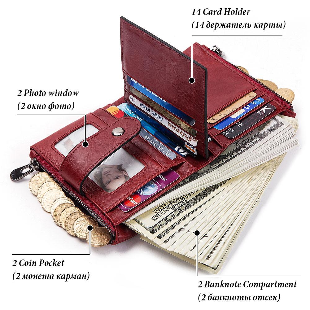 Humerpaul Кошельки женские из натуральной кожи RFID, маленькие, короткие, держатели для карт с цепочкой для монет, мужские, качественные